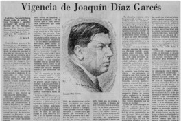 Vigencia de Joaquín Díaz Garcés .