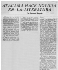 Atacama hace noticia en la literatura
