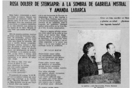 Rosa Dolber de Steinsapir: a la sombra de Gabriela Mistral y Amanda Labarca.