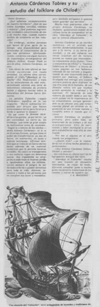 Antonio Cárdenas Tabies y su estudio de folklore de Chiloé