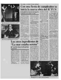 Con una fiesta de cumpleaños se inicia la nueva obra del Ictus : [Entrevista]