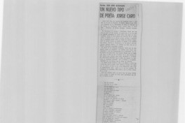 Un nuevo tipo de poeta: Jorge Caro