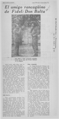 El amigo rancagüino de Fidel: Don Balta