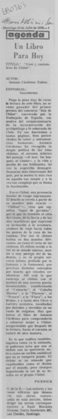 Usos y costumbres de Chiloé".