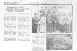 Homenaje a Oscar Castro se realizó ayer frente a su tumba.