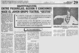 Entre pasarelas, acción y canciones nace el joven grupo teatral "Gestus"