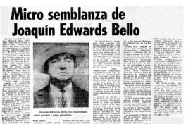 Micro semblanza de Joaquín Edwards Bello