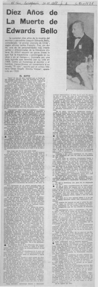 Diez años de la muerte de Edwards Bello