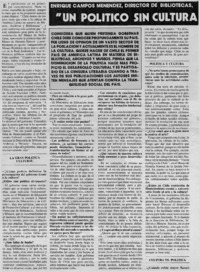 Un político sin cultura es un fanatico : [entrevista]