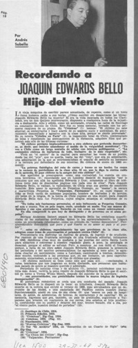 Joaquín Edwards Bello, hijo del viento