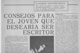 Consejo para el joven que desearía ser escritor.