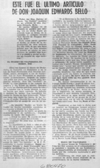 Este fue el último artículo de don Joaquín Edwards Bello.