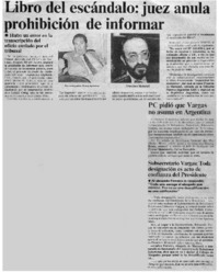 Libro del escándalo: juez anula prohibición de informar.