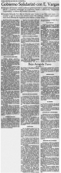 Gobierno solidarizó con E. Vargas.