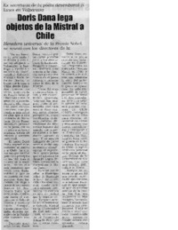 Doris Dana lega objetos de la Mistral a Chile.