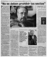No se deben prohibir las sectas" : [entrevista]