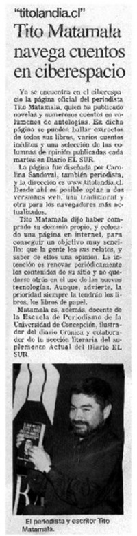 Tito Matamala navega cuentos en ciberespacio.