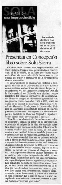 Presentan en Concepción libro sobre Sola Sierra.