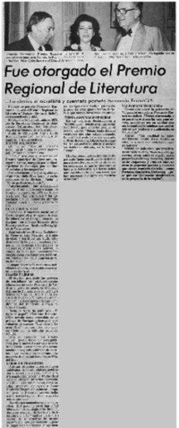 Fue otorgado el premio regional de literatura.