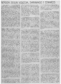 Neruda según Volodia, Saramago y Edwards.