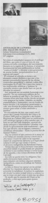 Antología de la poesía del valle del Elqui 1.