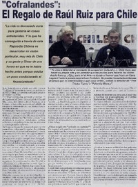 El regalo de Raúl Ruiz para Chile : [entrevista]