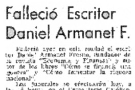 Falleció escritor Daniel Armanet F.