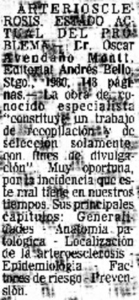 Arteriosclerosis, estado actual del problema.