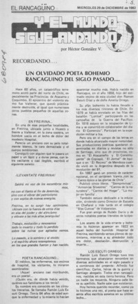 Un olvidado poeta bohemio rancagüino del siglo pasado