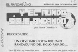 Un olvidado poeta bohemio rancagüino del siglo pasado