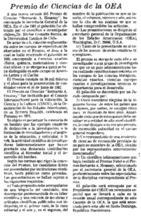 Premio de ciencias de la OEA.