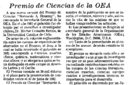Premio de ciencias de la OEA.