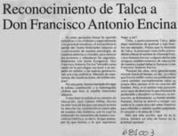 Don Francisco Antonio Encina Armamet ilustre talquino