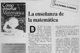 La Enseñanza de la matemática.