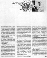 Doctor Héctor Croxatto: "hay pocos hombres mas felices que yo" : [Entrevista]