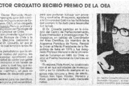 Dr. Héctor Croxatto recibió premio de la OEA.
