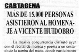 Más de 15.000 personas asisterieron al homenaje a Vicente Huidobro.