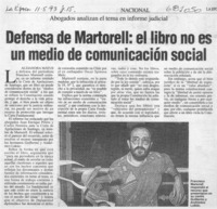 Defensa de Martorell, el libro no es un medio de comunicación social