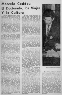 Marcelo Coddou: el doctorado, los viajes y la cultura.