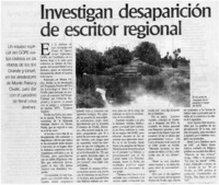 Investigan desaparación de escritor regional.