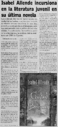 Isabel Allende incrusiona en la literatura juvenil en su última novela