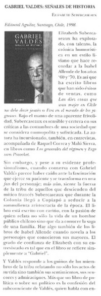 Gabriel Valdés: señales de historia