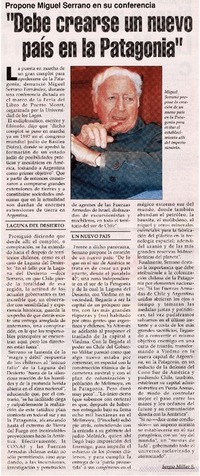 Debe crearse un nuevo país en la Patagonia".