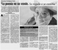 La poesía no se vende. Se regala o se cambia" : [entrevista]