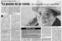 La poesía no se vende. Se regala o se cambia" : [entrevista]
