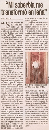 Mi soberbia me transformó en leña"