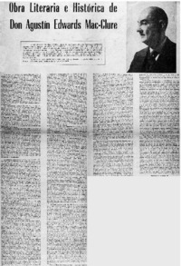 Obra literaria e histórica de don Agustín Edwards Mac-Clure.