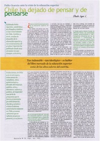 Chile ha dejado de pensar y de pensarse : [Entrevista]