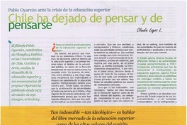 Chile ha dejado de pensar y de pensarse : [Entrevista]