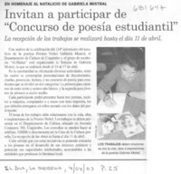 Invitan a participar de "Concurso de poesía estudiantil".